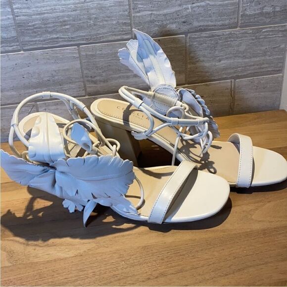 BHLDN Ivory Cecelia NY Hibiscus Heels US 9.5 - Picture 4 of 9